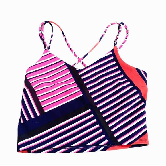 Express Strappy Striped Crop Top Brightly Colored Colorful NWT Medium Going Out - Picture 5 of 11